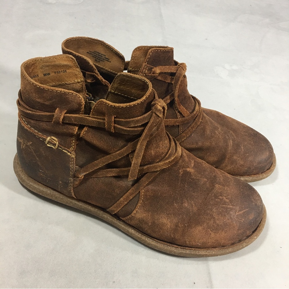 Born Tarklin glazed ginger ankle bootie distressed sz 9 zipper